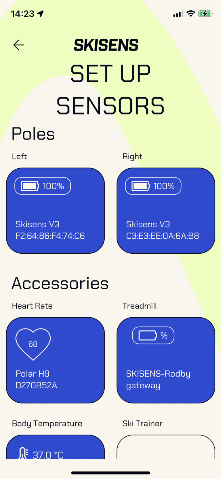 Setup sensor page to manage your connected devices.